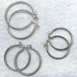 STERLING SILVER HOOP PIN HOOK EARRINGS – SET OF 3 SIZES